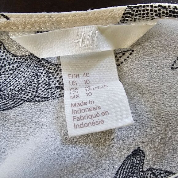 H&M Swallow Bird Women's Tunic top long sleeved crew neck size 10 - Picture 10 of 11